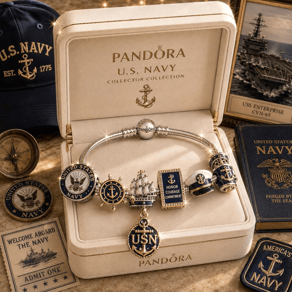 USNV Sliver Charm Bracelet Set NHVH