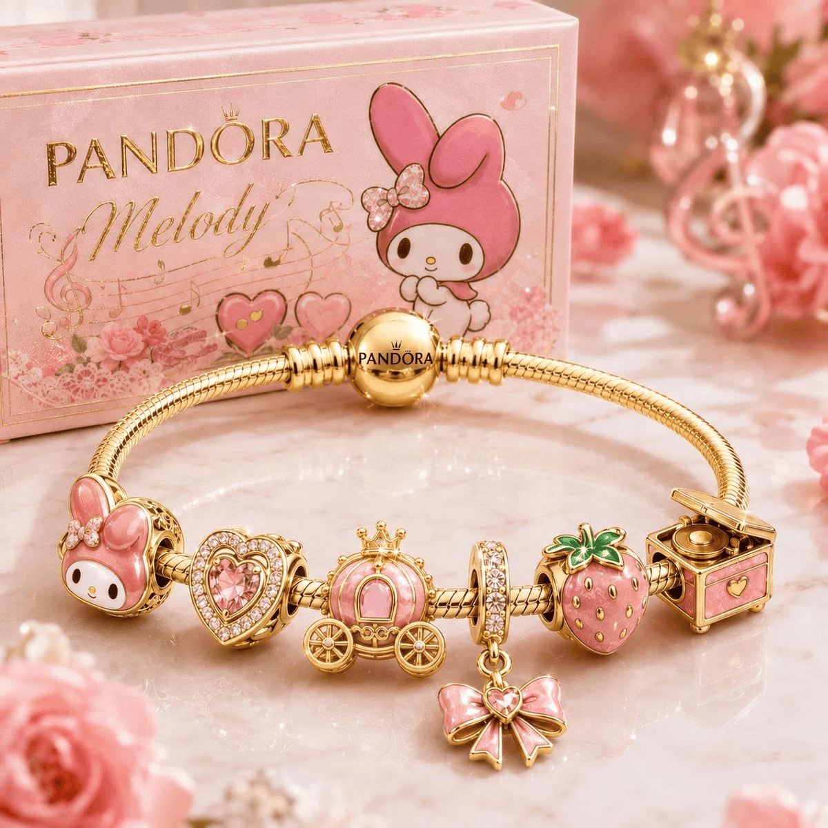 MLD Gold Charm Bracelet Set VTH