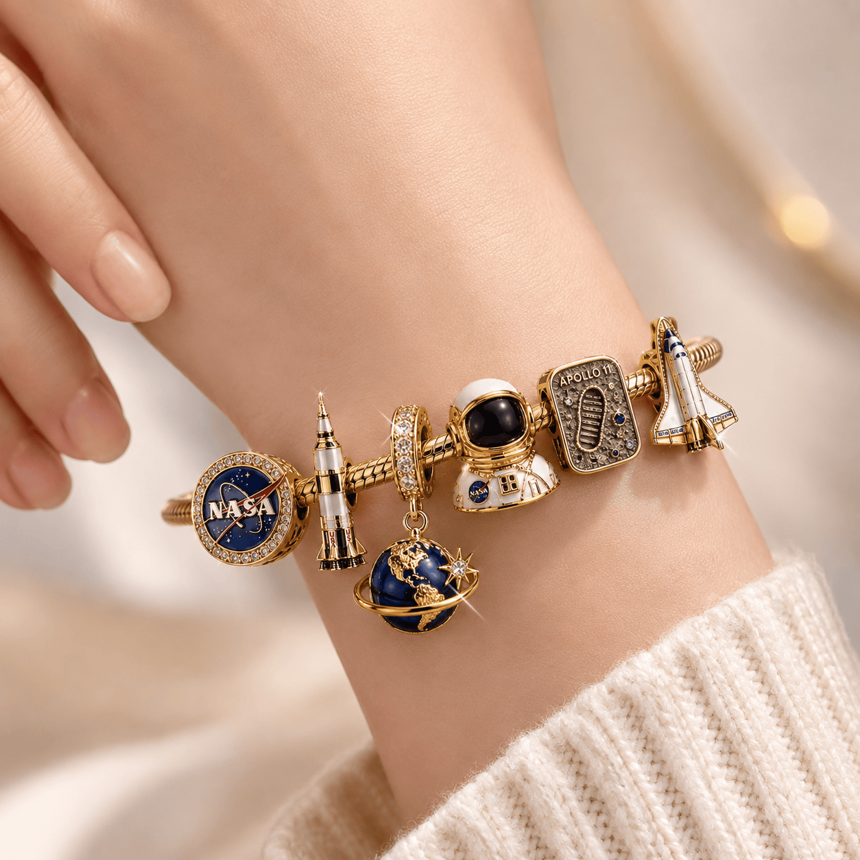 NASA Gold Charm Bracelet Set VTH