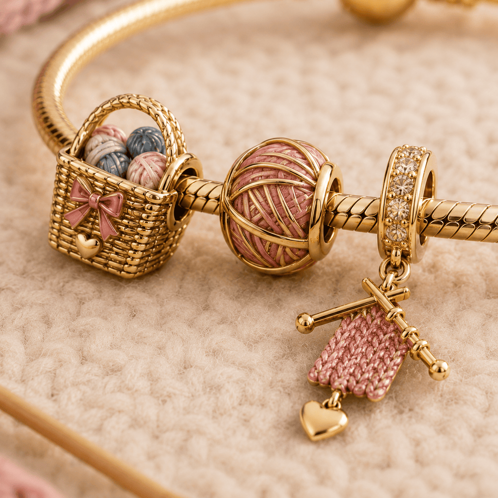 KNT Gold Charm Bracelet Set VTH