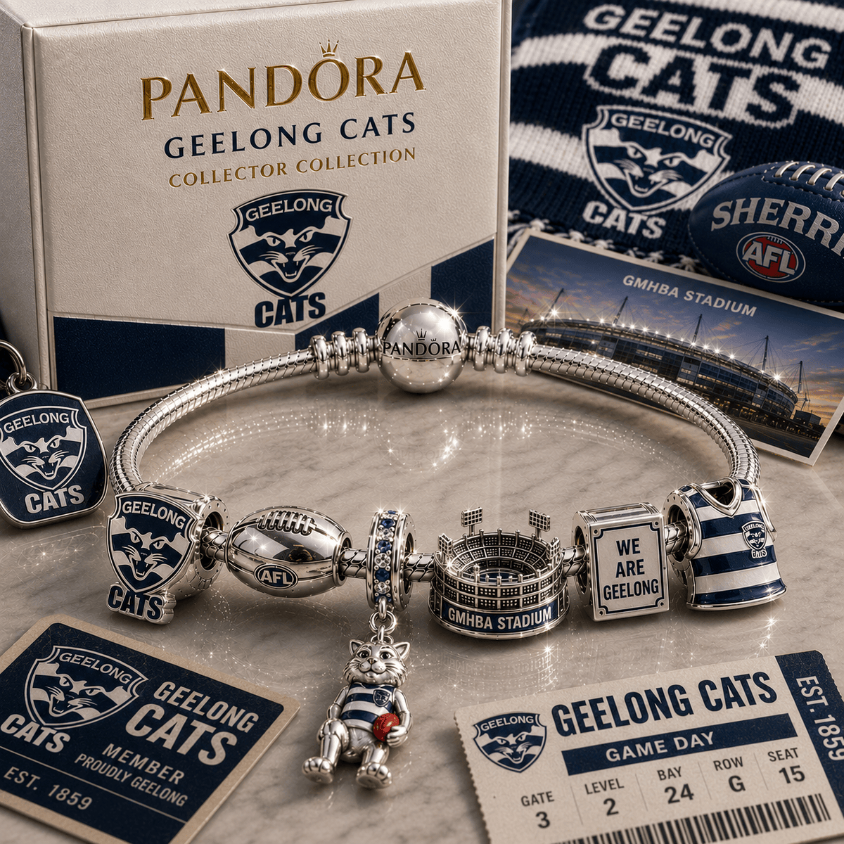 GLC Silver Charm Bracelet Set PNPA