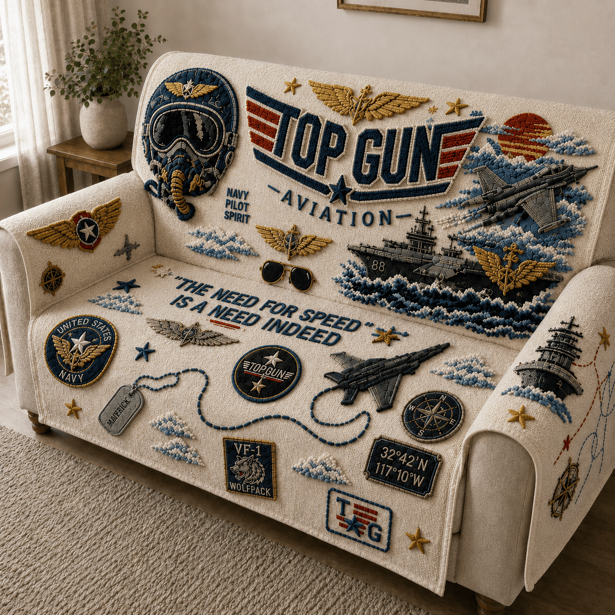 TGM Tufted Sofa Cover & Pillow Set NTKO