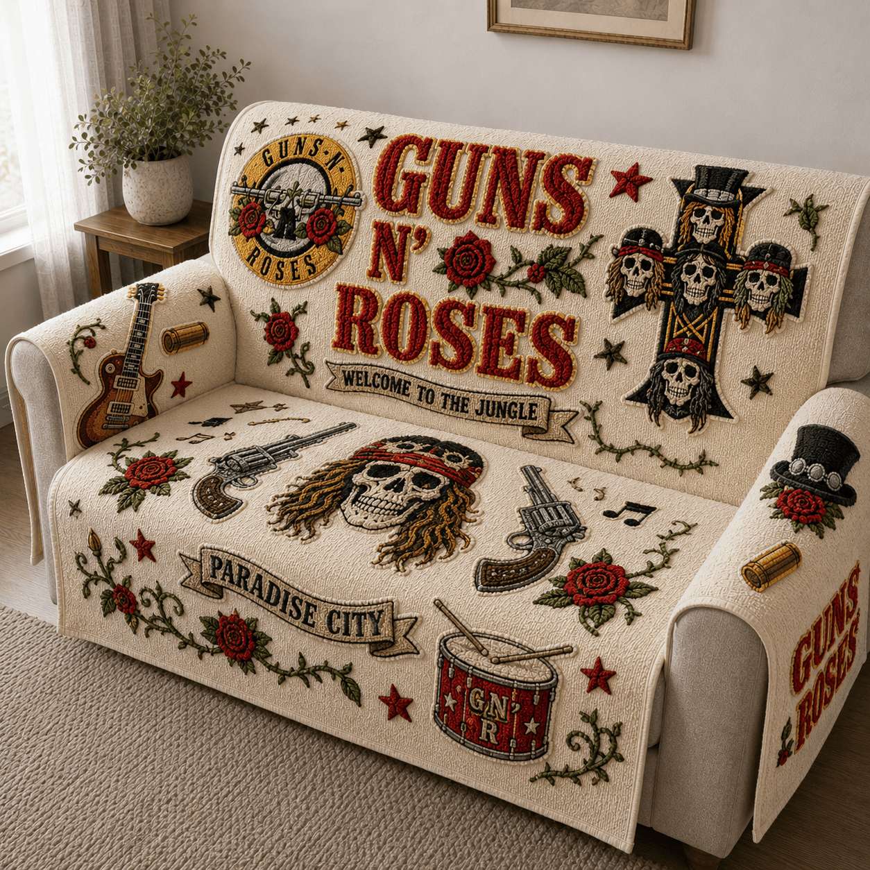 GNR Tufted Sofa Cover & Pillow Set NTKO