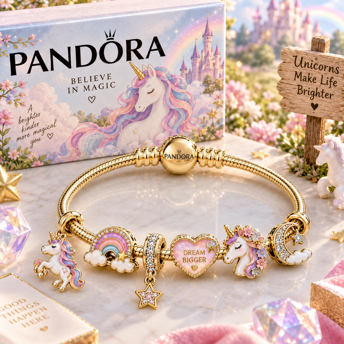 UNC Gold Charm Bracelet Set PTT