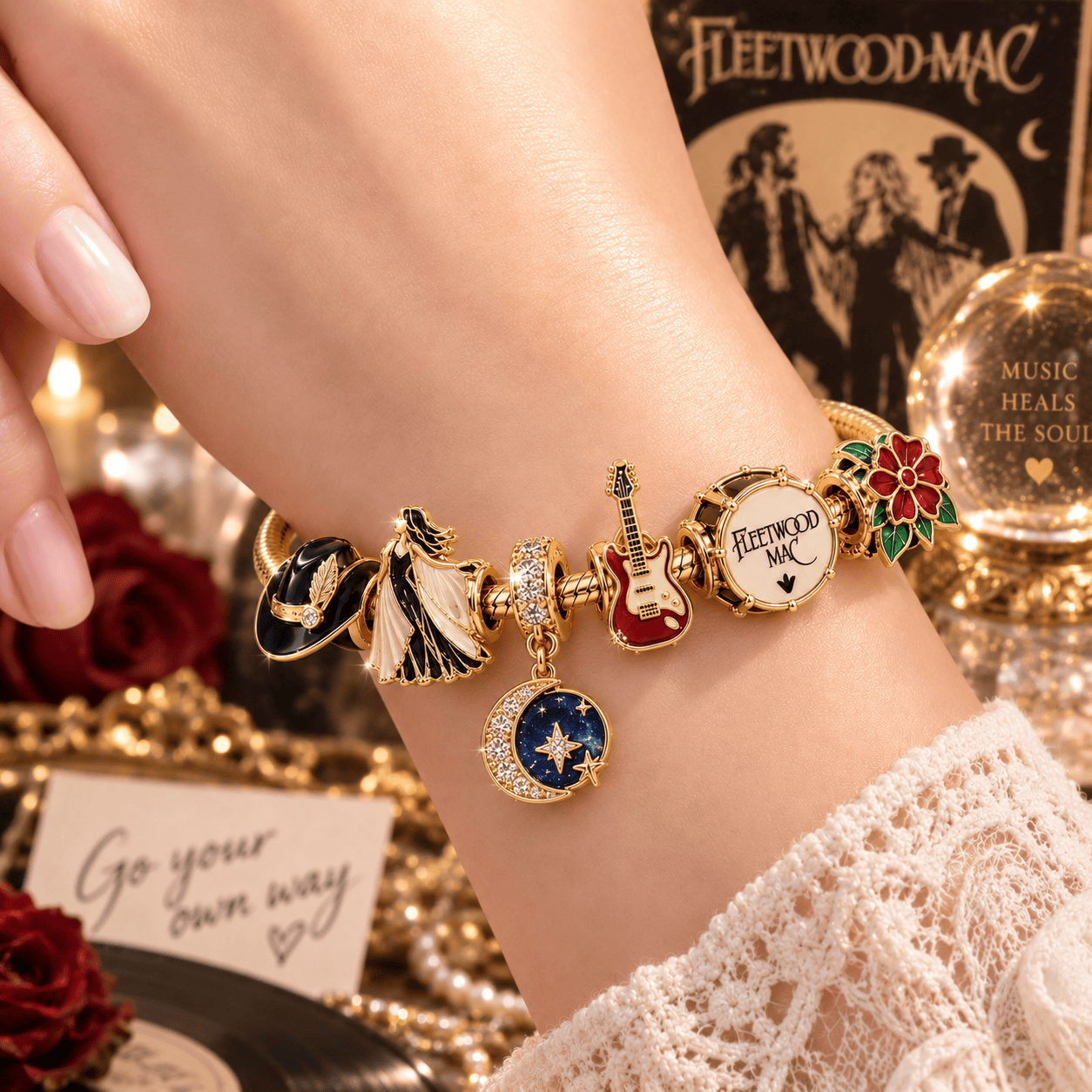 FLM Gold Charm Bracelet Set VTH