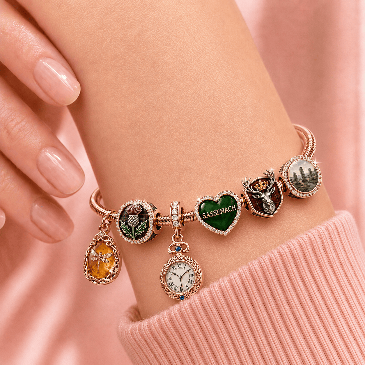 OTL Rose Gold Charm Bracelet Set TMH