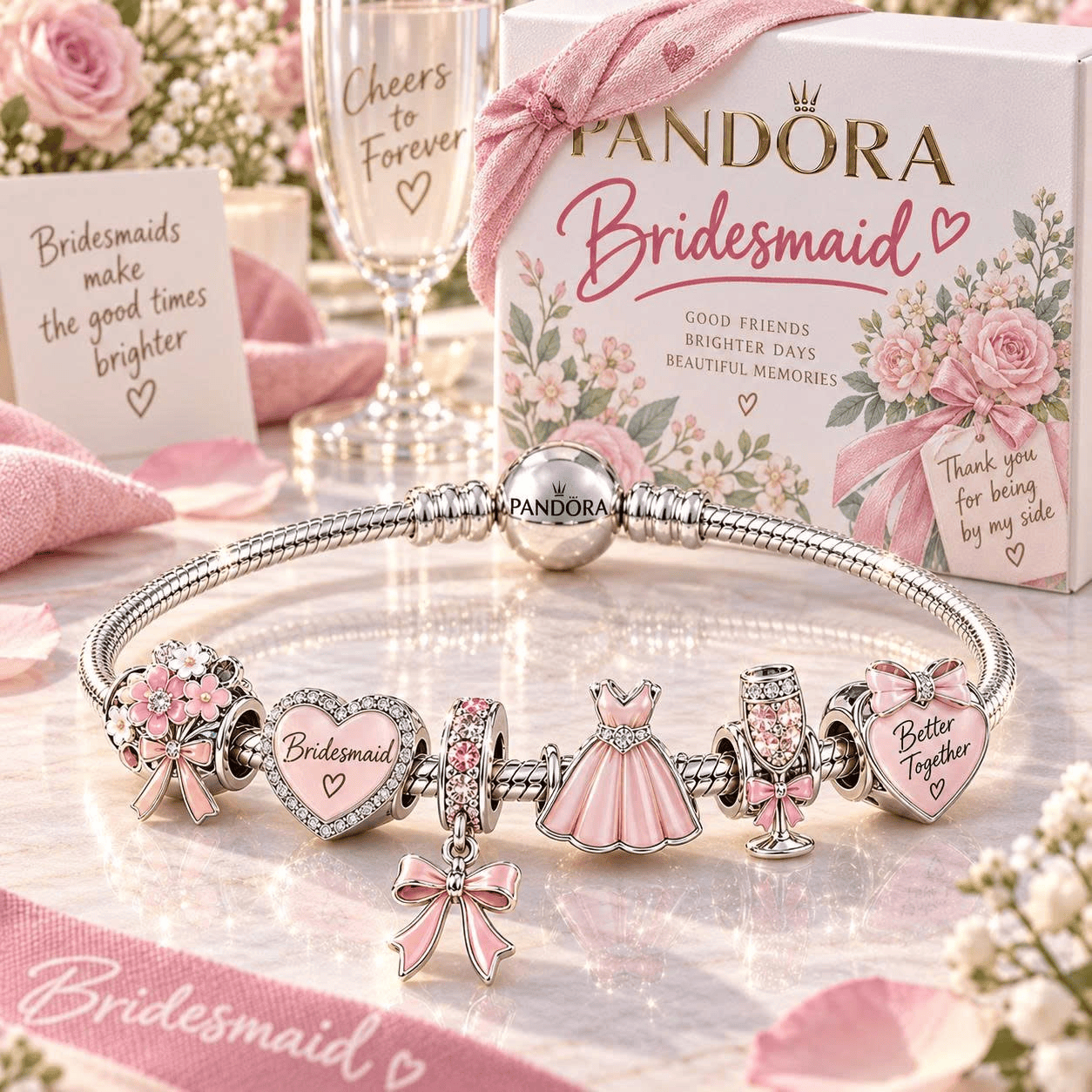 BRM Silver Charm Bracelet Set TTN