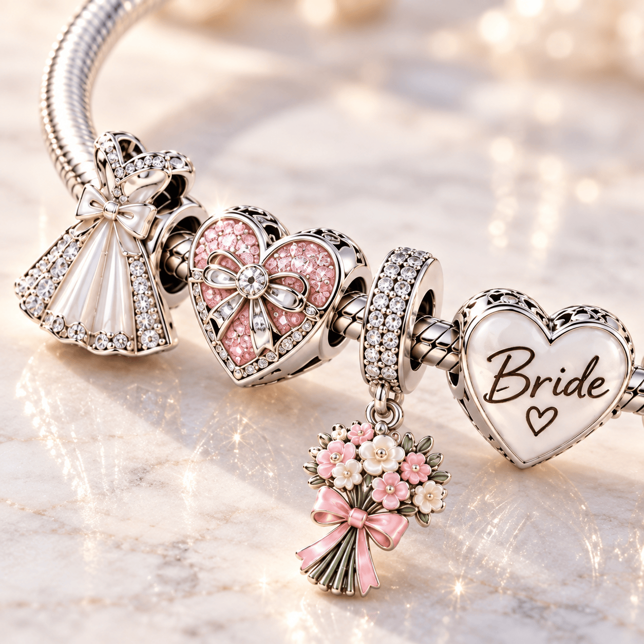 BRIDE Silver Charm Bracelet Set TTN