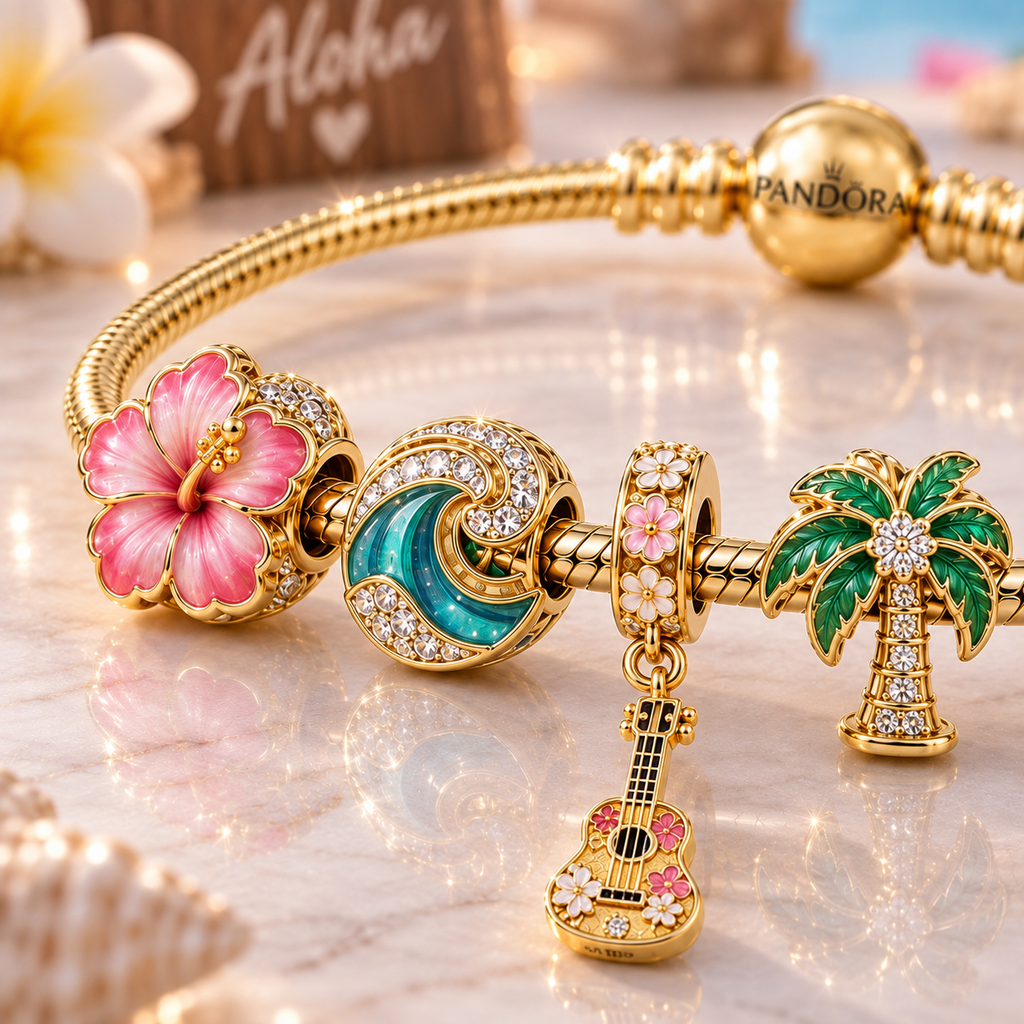 HWI Gold Charm Bracelet Set VTH