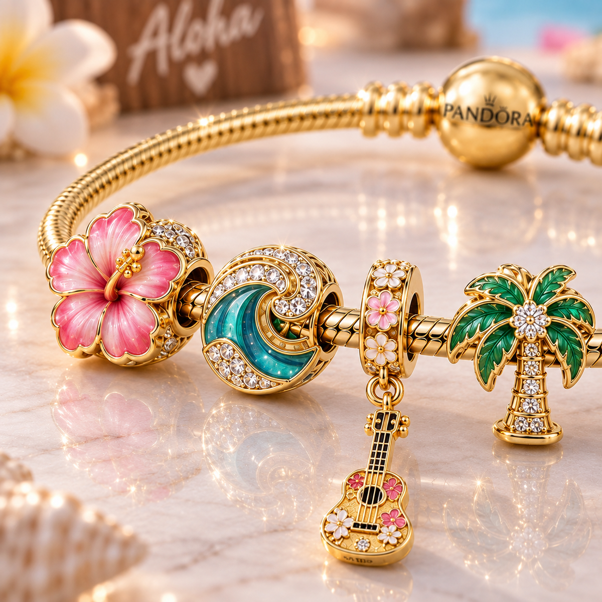 HWI Gold Charm Bracelet Set VTH