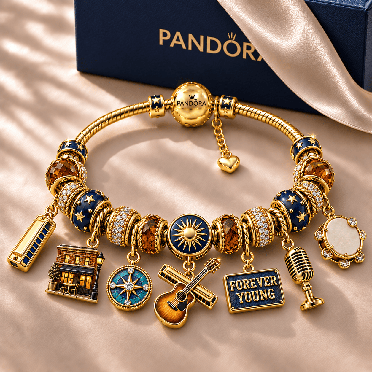 BDL Gold Charm Bracelet Set NHVH