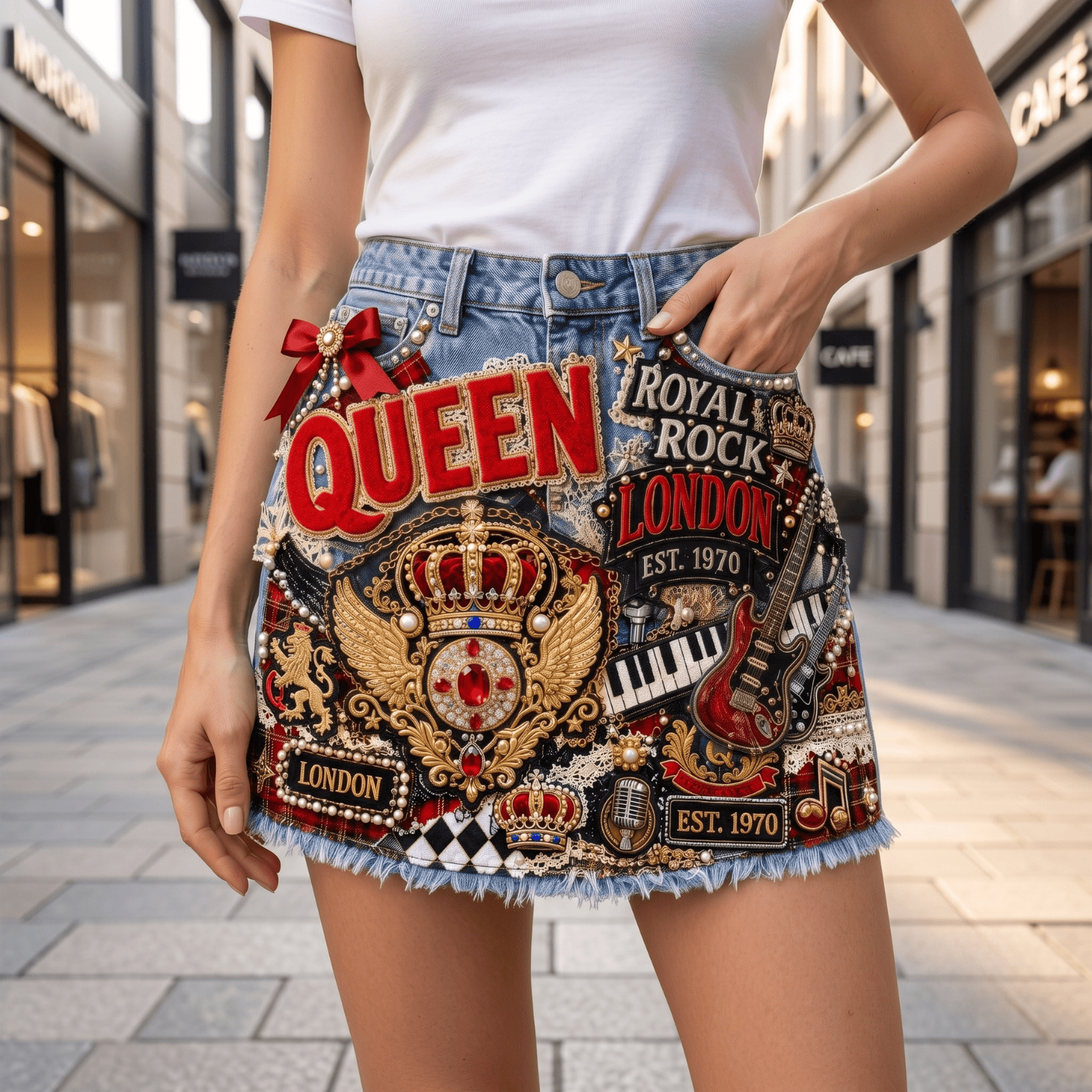 QNN Embellished Denim Skirt NTKO