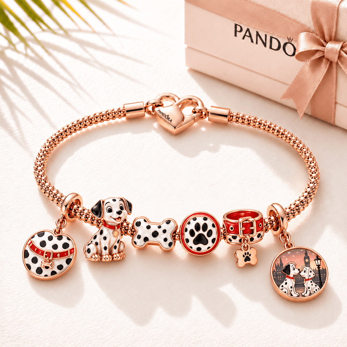 101D Rose Gold Charm Bracelet Set TTTT