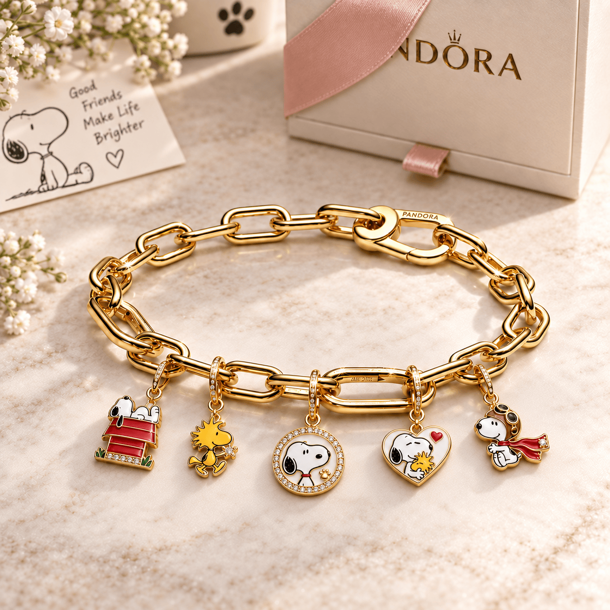 SNPY Gold Charm Bracelet Set BMD