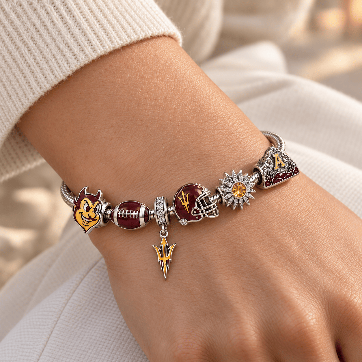 ASSD Silver Charm Bracelet Set PTKL