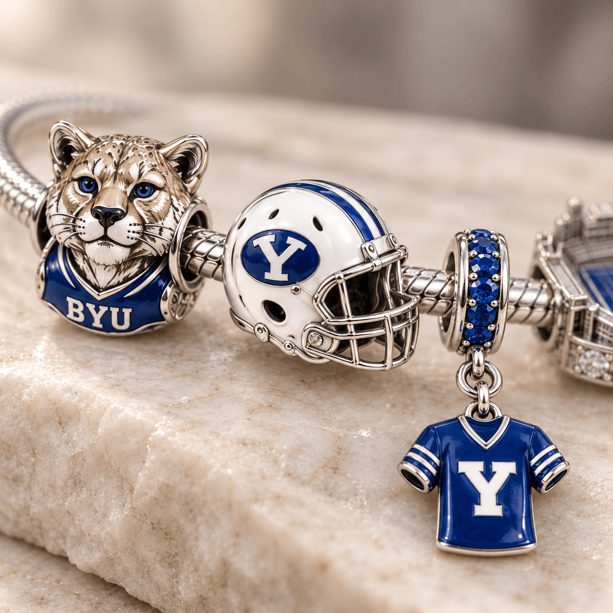BYU Silver Charm Bracelet Set PTKL