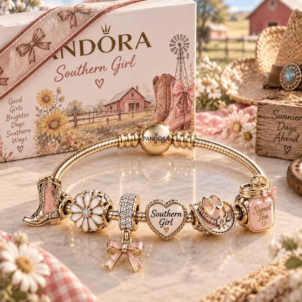 STG Gold Charm Bracelet Set TTN