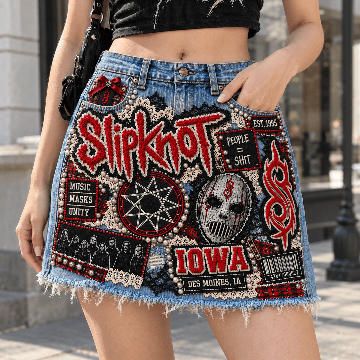 SLK Embellished Denim Skirt DNBN