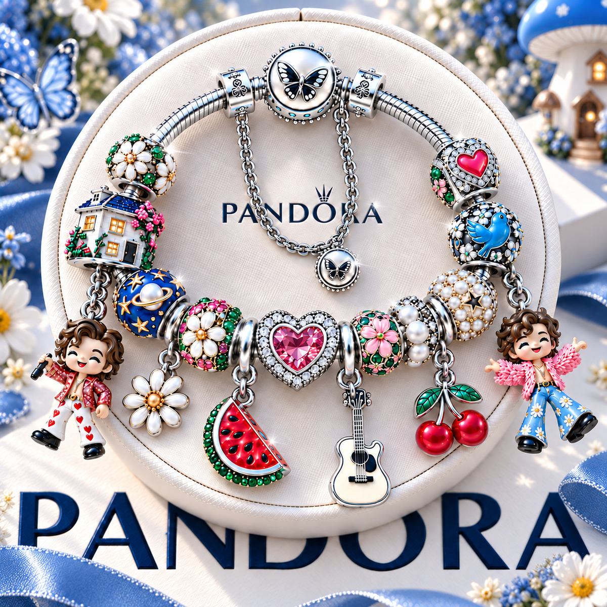 HLS Silver Charm Bracelet Set NTTB